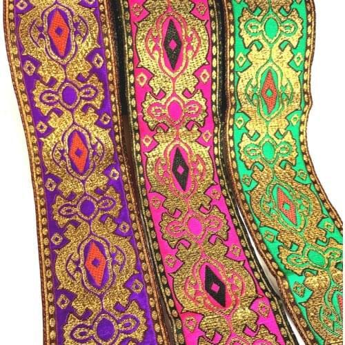 ZERZEEMOOY HOT Wide 2" 5cm 7YARD/LOTS 3 Colours Woven Jacquard Ribbon Classical Totem Design For Curtain Aand Clothing Accessory