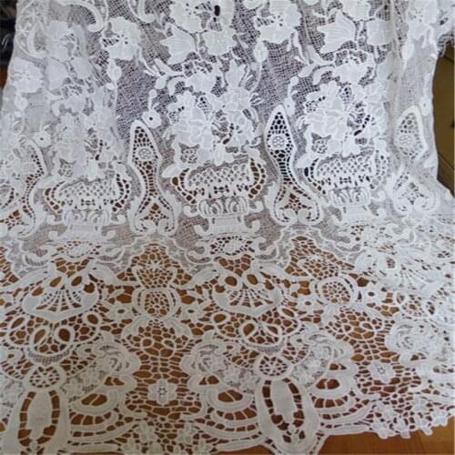 1yard white Veintage Embroidery Guipure Lace Fabric for wedding gown fabric bridal dress lace fabric