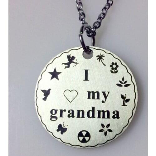 10pcs/lot stainless steel i love my grandma charm letter pendant necklace