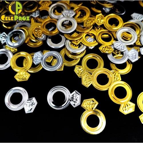 15g Diamond Ring Confetti Sequins Golden Silver Wedding Finger RIng Table Centerpieces Decoration DIY Home Decor Party Supplies