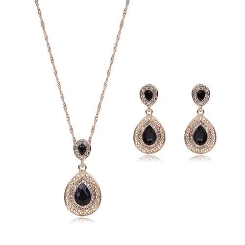2017 Women Rhinestone Waterdrop Pendant Necklace Stud Drop Earrings Jewelry Set