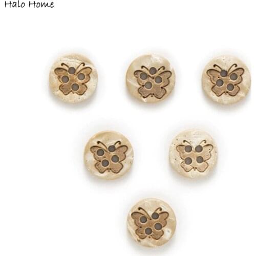 30pcs Coconut Buttons Butterfly Pattern Gift Handwork Clothing Home Decor Sewing Scrapbooking 11mm