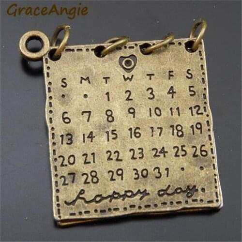 4pcs Antique Bronze Zinc Alloy Magic Book Calendar Pendant Charms Handmade Jewelry Crafts DIY Findings