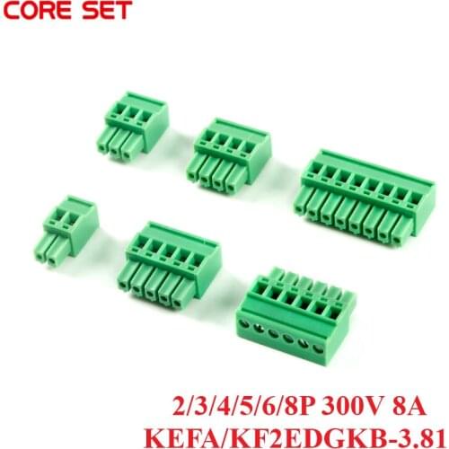 5Pcs KF2EDGKB PCB Vertical Connector Plug-in Terminal Pitch 3.81MM Connector 2/3/4/5/6/8P Terminal Block 300V 8A Pluggable New