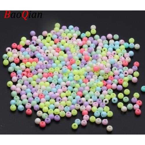500PCS Candy Color Acrylic Beads DIY Color Smooth Beads Making Necklace Bracelet Jewelry Accessories 4mm