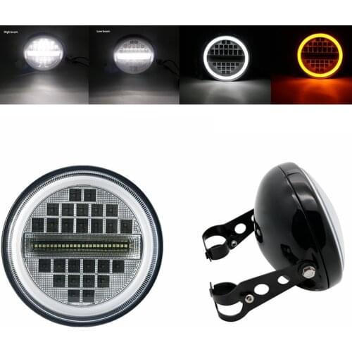 7 Inch DOT SAE E9 Motorcycle Headlamp with angle eye Led Headlight 7inch housing bucket trim ring For BMW Honda kawasaki Harley