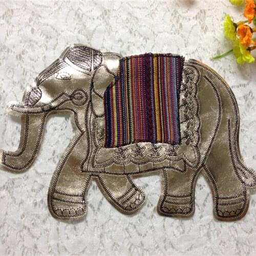 Clothing Accessories Elephant Faux Leather Embroidery Patches Embroidered Applique for DIY