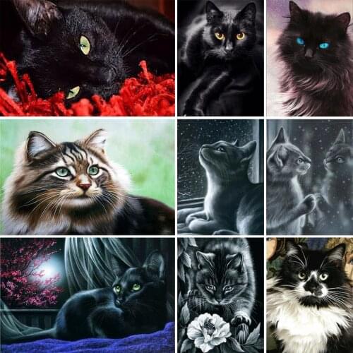 5D Diamond Painting Animal Cat Rhinestone Diamond Embroidery Art Picture Square/Round DIY Mosaic Embroidery Home Decoration Gift