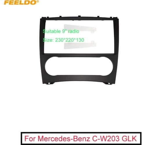 Car Audio 2DIN Fascia Frame Adapter For Mercedes-Benz W203/GLK-CLASS 9" Big Screen DVD Player Dash Fitting Panel Frame Kit