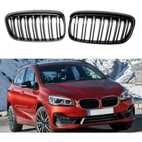 Car Matte Black Dual-Slat Grille Front Bumper Kidney Grille for-BMW 2-Series F45 F46 2014-2016