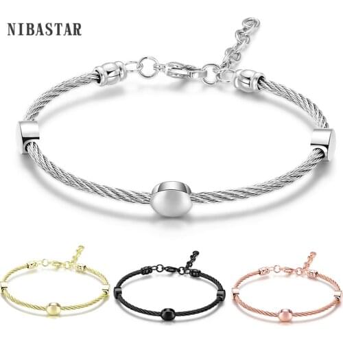 Cable-Wire Chain Bracelet For Woman Adjustable Chain Lady Bangle Stainless Steel Sinmple Hand Accessories BFF Jewelry Gift