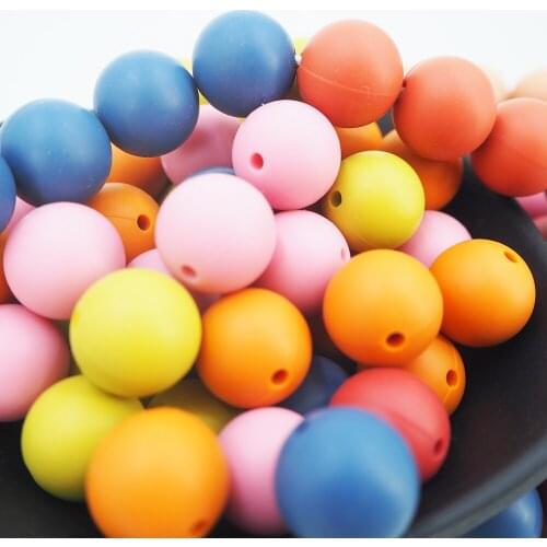 Chenkai 100PCS 9MM Silicone Print Beads Baby Round Shaped Beads Teething BPA Free DIY Sensory Chewing Toy Accessories
