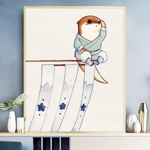 DIY Painting By Number Otter Animal Cartoon Pictures By Numbers Drawing On Canvas Hand Painted Paintings Art Home Decoration