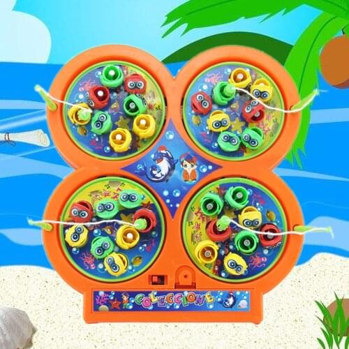Kids Electronic Magnetic Rotating Fishing Game Musical Fishing Plate Board Fishing Rods Music Magnet Fish play Sports Game Toy