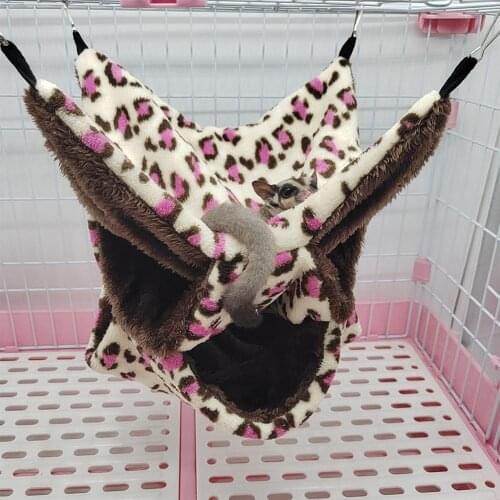 Hamster Hammock Double-layer Winter Warm Plush Hamster Hanging Bed Nest Small Animal House for Squirrel Guinea Pig Pet Supplies