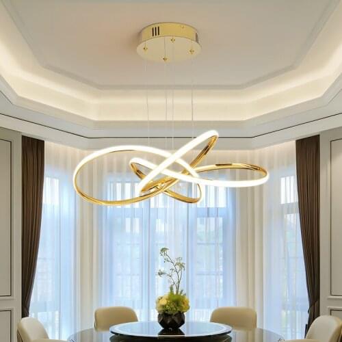 Chrome/Gold Plated Nordic Modern LED Chandeliers Glossy Creative Plating Art Chandeliers for Kitchen and Dining Room