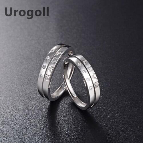 Fashion Couple Ring Lover Rings Pure 925 Sterling Silver Ring Jewelry LOVE Zircon Wedding Anniversary Rings For Valentines Day