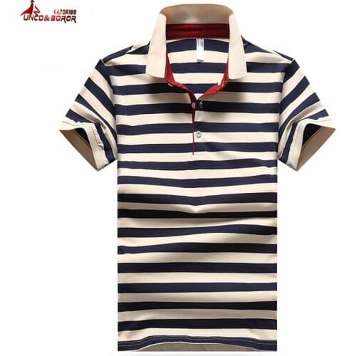 Men`s Summer Short Sleeve Streetwear Classic Striped Cotton Polo Shirt men Breathable Business polo shirts clothes size L~4XL