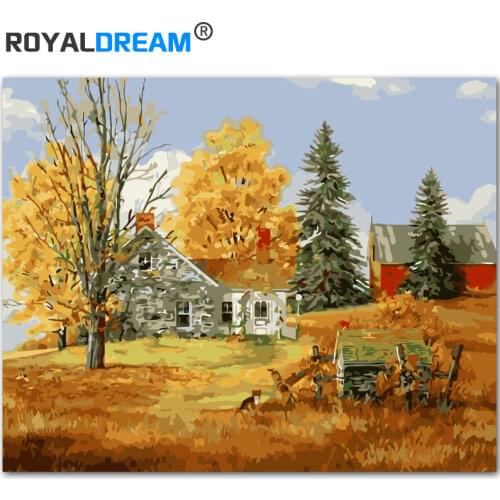 ROYALDREAM Country Landscape DIY Painting By Numbers Kit Paint On Canvas Painting Calligraphy For Home Decor