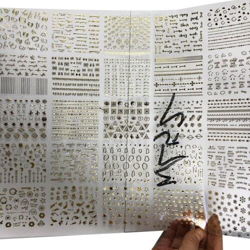 30sheets/Lot New Gold Silver Fashion style Water Transfer Stickers 3D Design DIY Nail Art Decorations Nail Sticker Nail Decal