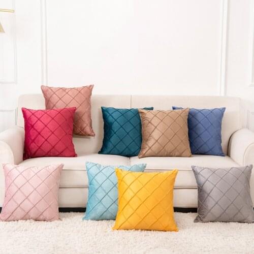 Nordic Style Bed Pillowcover Velvet Fabric Throw Cushion Cover Solid Color Living Room Decoration Sofa Office Pillowcase 40780