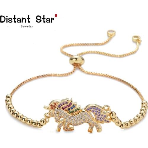 New women rainbow animal unicorn butterfly rabbit bracelets&bangles jewelry cz zircon adjustable snake chain bracelet best gift