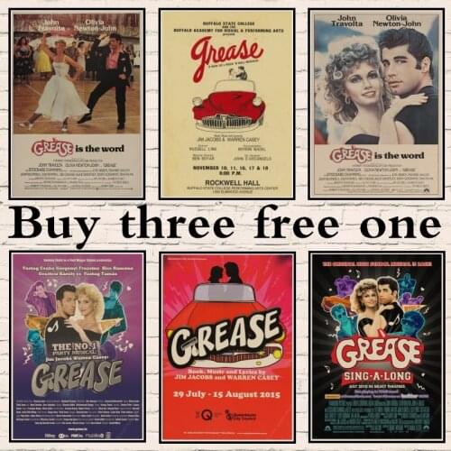 New Vintage grease movie poster 1978 Vintage Retro Kraft Paper Poster Office Gift Room Dining Home Decor wall sticker Design 22