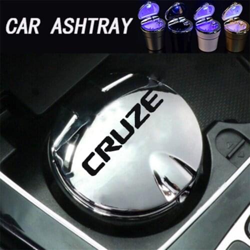 For Chevrolet Cruze Car logo ashtray LED blue light ashtray office ashtray Soot storage tank With logo on the lid