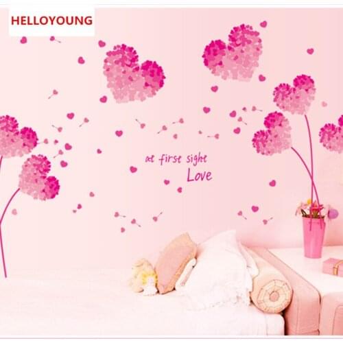 QT-0012 DIY Romantic Pink Love Flower Photo Frame Waterproof Wall Sticker Home Decor Marriage Room Bedroom Decal Art Mural