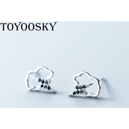 S925 Cloud Lightning CZ Stud Earrings For Teen Girl Friend Kid Lady Contracted Jewelry Wholesale Support Dropshipping