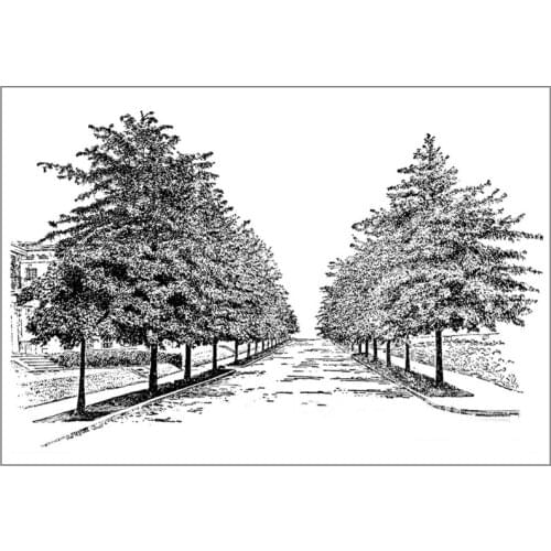 Road Tree DIY Silicone Clear Stamp Cling Seal Scrapbook Embossing Album Decor Craft