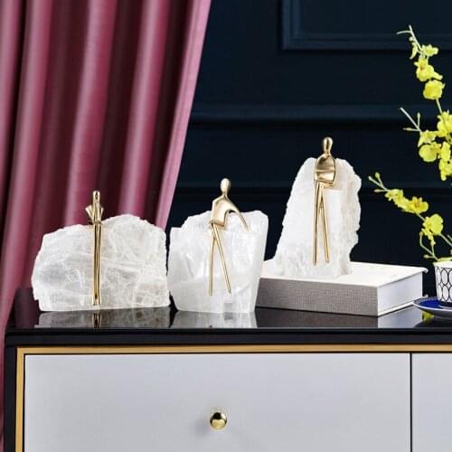 Modern light luxury gold ornaments home decoration living room TV wine cabinet porch small copper decoration Handmade