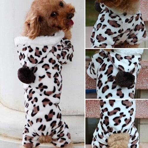 Leopard Warm Winter Pet Dog Puppy Clothes Hoodies Dog Coat Sweater Jumpsuit Pajamas Outwear Pet Products
