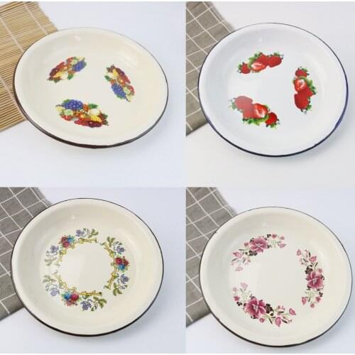 European and American thick enamel plate classic printed dish cold large Fruits tableware salad bowl dish set dinnerware 14-24cm