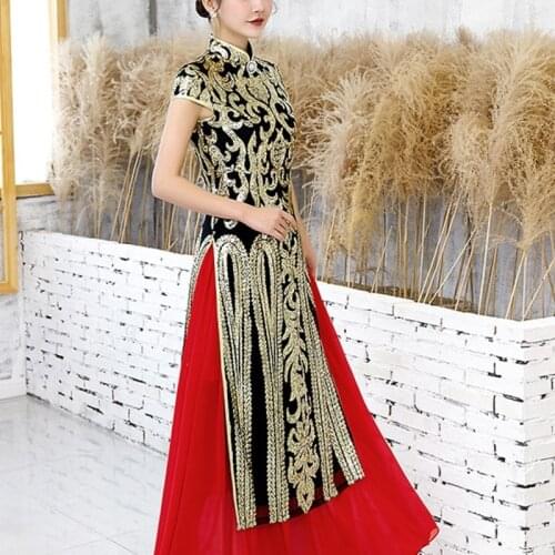 Vietnam Oder Cheongsam Long Chinese Style Dress Two Piece Elegant Slim Pakistan Sexy Woman Vietnamese Ao Dai