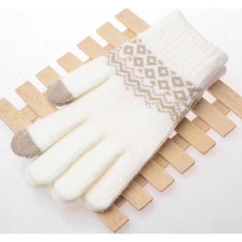 High Elastic Outdoor Running Hiking Gloves Mobile Phone Tounch Screen Winter Outside Warm Gloves For Girls Women Knitted Mittens