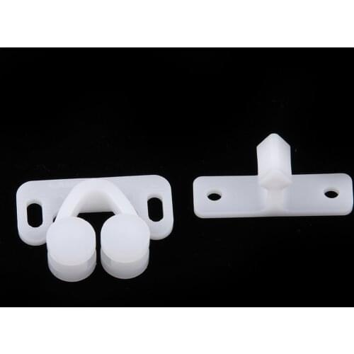 1 Set Boat RV Double Ball Roller Catch Latch for Cabinet Closet Doors White