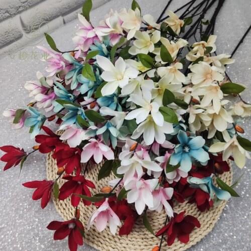 1pc small magnolia artificial silk flowers for wedding party decorationHome Garden Floral Arrangement Flower Branch