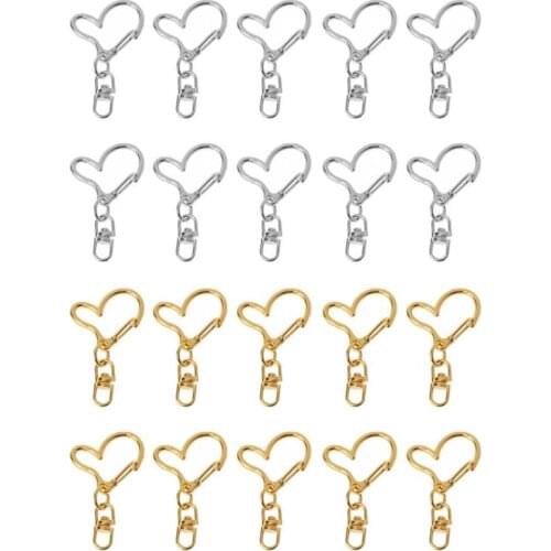 10Pcs DIY Metal Heart Keychain Swivel Lobster Clasp Snap Hook Jewelry For Unisex
