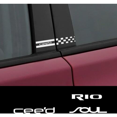 2PCS Car Window B Pillars Stickers For Kia Rio 3 4 K2 Optima Sorento Picanto Ceed Forte Cadenza Soul Accessories