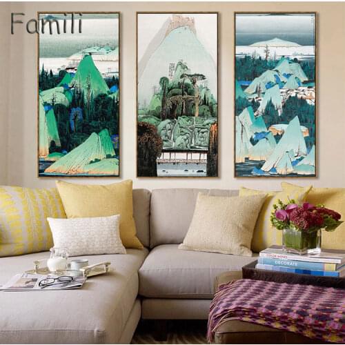 2pcs Vintage Chinese Landscape paintings ink painting style canvas art Home decoration on the Wall Canvas Prints for living room