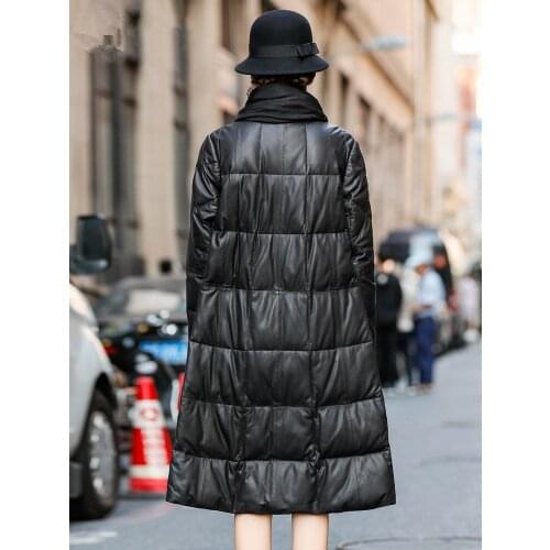 2020 Real Leather Jacket Winter Coat Wmen Long Down Jacket Women Genuine Sheepskin Coat with Scarf Chaqueta Mujer MY4692