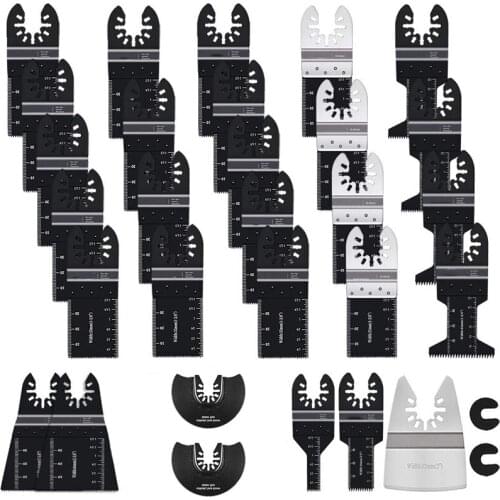 31 PCS Oscillating Saw Blades, Premium Multitool Blades Kit for Wood Metal Plastics, Oscillating Tool Blades Porter