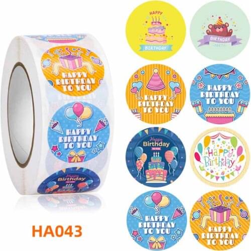 500pcs 3 designs Happy birthday stickers for Party gift package sealing labels Kids classic toys Stationery Scrapbook decor