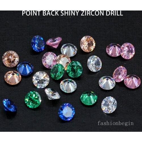 6mm 8mm 10mm round sparkling zirconia cutting gemstone pointed back crystal rhinestones nail art decoration jewelry making beads