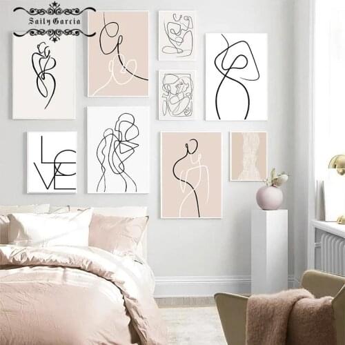 Abstract Line Figure Poster and Print Modern Minimalist Wall Art Canvas Picture for Living Room Home Decor Interior Paintings