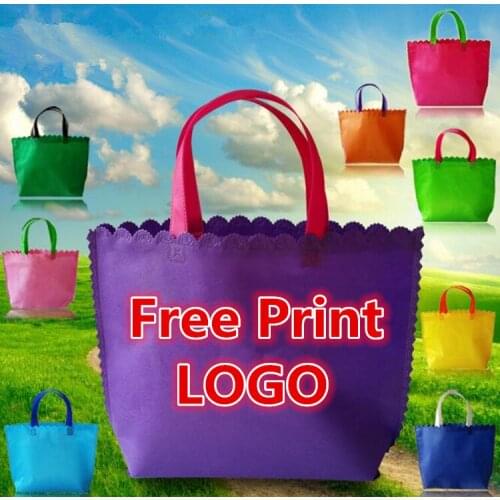 Free Printing One Color LOGO 500PCS/LOT Non-woven Gift Bag 10 Color Option New Style Lace Decoration