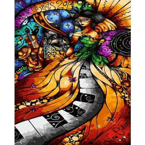 Frameless picture oil painting by numbers wall decor diy painting on canvas for home decor 4050 musician