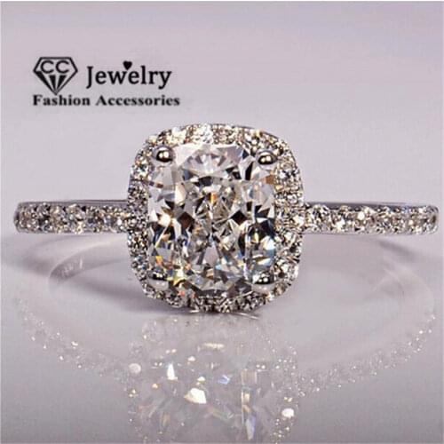 CC Rings For Women Bridal Wedding Anelli Trendy Jewelry Engagement Ring White Gold Color Anillos CC595