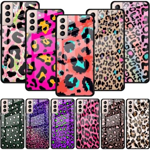 Tempered Glass Phone Case for Samsung Galaxy S10 S20 S21 Plus S21 Ultra 5G S10e S8 S9 Plus S10 Lite Cover Leopard Tiger pattern